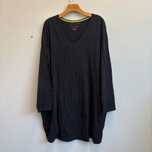 Gudrun Sjoden XXL Black Midi Dress Long Sleeve V Neck Pockets Stretch